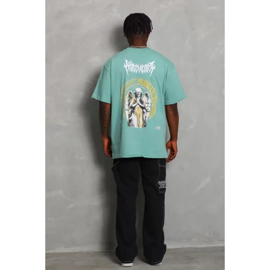 Unisex Oversize Baskılı Bisiklet Yaka T-Shirt - Mint Yeşili - 93235 Unisex Oversize Baskılı Bisiklet Yaka T-Shirt - Mint Yeşili - 93235