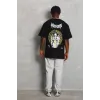 Unisex Oversize Baskılı Bisiklet Yaka T-Shirt - Siyah - 93236 Unisex Oversize Baskılı Bisiklet Yaka T-Shirt - Siyah - 93236