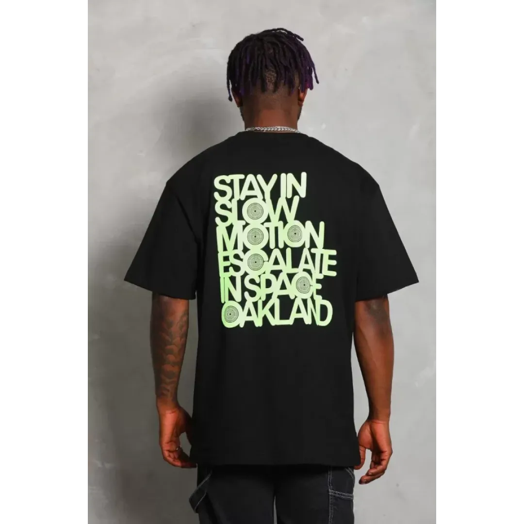 Unisex Oversize Baskılı Bisiklet Yaka T-Shirt - Siyah - 93238 Unisex Oversize Baskılı Bisiklet Yaka T-Shirt - Siyah - 93238