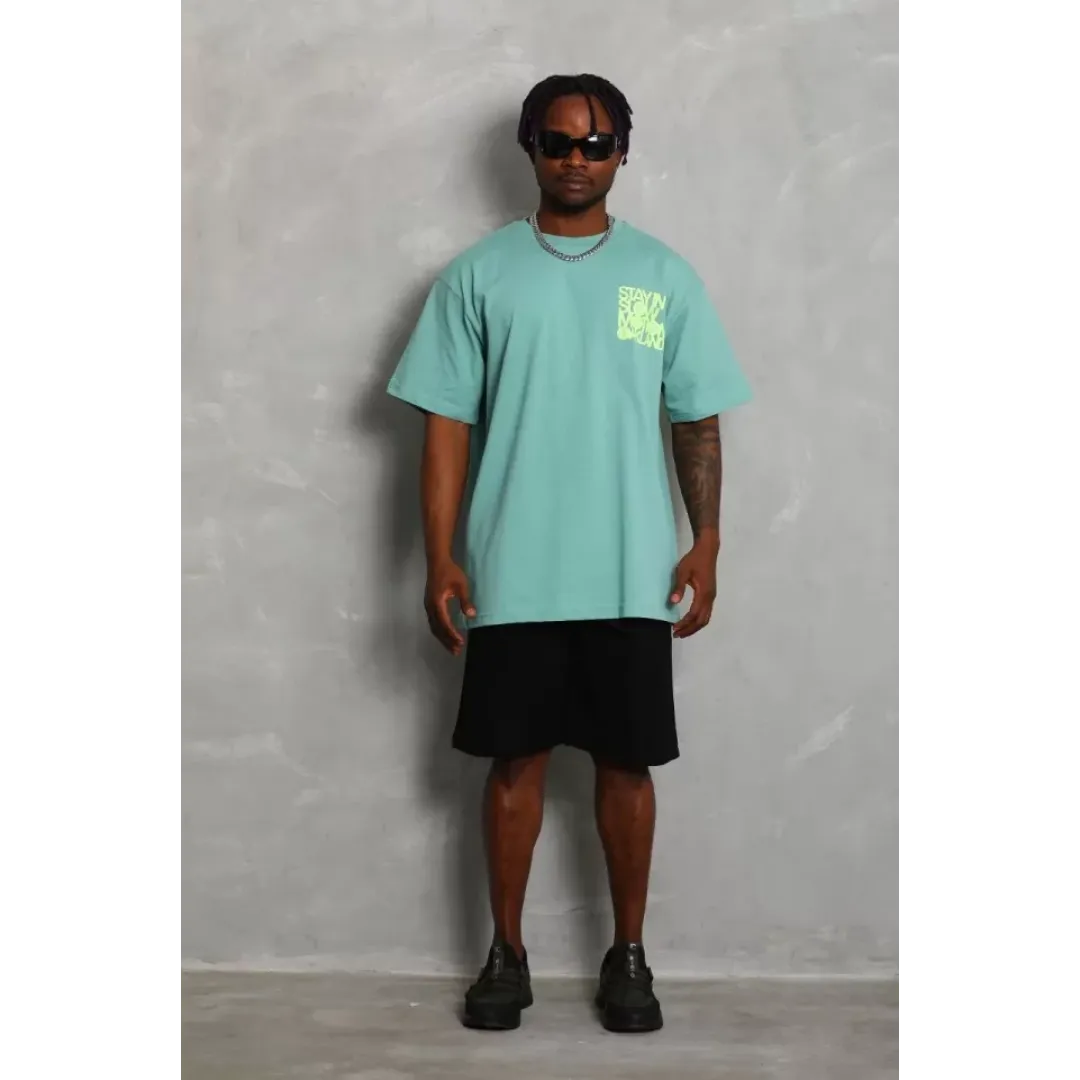 Unisex Oversize Baskılı Bisiklet Yaka T-Shirt - Mint Yeşili - 93240 Unisex Oversize Baskılı Bisiklet Yaka T-Shirt - Mint Yeşili - 93240