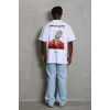 Unisex Oversize Baskılı Bisiklet Yaka T-Shirt - Beyaz - 93244 Unisex Oversize Baskılı Bisiklet Yaka T-Shirt - Beyaz - 93244