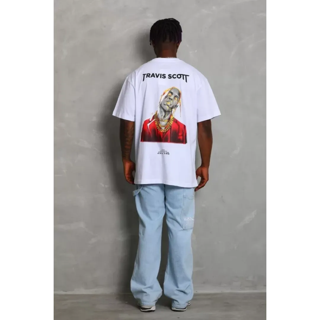 Unisex Oversize Baskılı Bisiklet Yaka T-Shirt - Beyaz - 93244 Unisex Oversize Baskılı Bisiklet Yaka T-Shirt - Beyaz - 93244