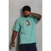 Unisex Oversize Baskılı Bisiklet Yaka T-Shirt - Mint Yeşili - 93245 Unisex Oversize Baskılı Bisiklet Yaka T-Shirt - Mint Yeşili - 93245