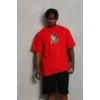 Unisex Oversize Baskılı Bisiklet Yaka T-Shirt - Kırmızı - 93246 Unisex Oversize Baskılı Bisiklet Yaka T-Shirt - Kırmızı - 93246