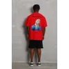 Unisex Oversize Baskılı Bisiklet Yaka T-Shirt - Kırmızı - 93246 Unisex Oversize Baskılı Bisiklet Yaka T-Shirt - Kırmızı - 93246