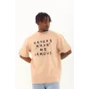 Unisex Oversize Baskılı Bisiklet Yaka T-Shirt - Bej - 93249 Unisex Oversize Baskılı Bisiklet Yaka T-Shirt - Bej - 93249