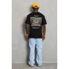 Unisex Oversize Baskılı Bisiklet Yaka T-Shirt - Siyah - 93253 Unisex Oversize Baskılı Bisiklet Yaka T-Shirt - Siyah - 93253