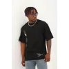 Unisex Oversize Baskılı Bisiklet Yaka T-Shirt - Siyah - 93256 Unisex Oversize Baskılı Bisiklet Yaka T-Shirt - Siyah - 93256