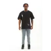 Unisex Oversize Baskılı Bisiklet Yaka T-Shirt - Siyah - 93256 Unisex Oversize Baskılı Bisiklet Yaka T-Shirt - Siyah - 93256