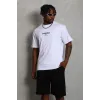 Unisex Oversize Baskılı Bisiklet Yaka T-Shirt - Beyaz - 93260