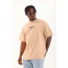 Unisex Oversize Baskılı Bisiklet Yaka T-Shirt - Bej - 93261 Unisex Oversize Baskılı Bisiklet Yaka T-Shirt - Bej - 93261