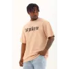 Unisex Oversize Baskılı Bisiklet Yaka T-Shirt - Bej - 93264 Unisex Oversize Baskılı Bisiklet Yaka T-Shirt - Bej - 93264