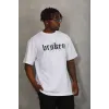 Unisex Oversize Baskılı Bisiklet Yaka T-Shirt - Beyaz - 93268 Unisex Oversize Baskılı Bisiklet Yaka T-Shirt - Beyaz - 93268