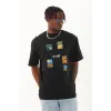 Unisex Oversize Baskılı Bisiklet Yaka T-Shirt - Siyah - 93284 Unisex Oversize Baskılı Bisiklet Yaka T-Shirt - Siyah - 93284