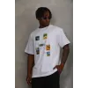 Unisex Oversize Baskılı Bisiklet Yaka T-Shirt - Beyaz - 93287