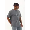 Unisex Oversize Baskılı Bisiklet Yaka T-Shirt - Füme - 93303 Unisex Oversize Baskılı Bisiklet Yaka T-Shirt - Füme - 93303