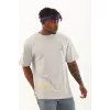Unisex Oversize Baskılı Bisiklet Yaka T-Shirt - Gri - 93308 Unisex Oversize Baskılı Bisiklet Yaka T-Shirt - Gri - 93308