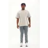 Unisex Oversize Baskılı Bisiklet Yaka T-Shirt - Gri - 93308 Unisex Oversize Baskılı Bisiklet Yaka T-Shirt - Gri - 93308