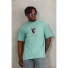 Unisex Oversize Baskılı Bisiklet Yaka T-Shirt - Mint Yeşili - 93309 Unisex Oversize Baskılı Bisiklet Yaka T-Shirt - Mint Yeşili - 93309