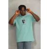 Unisex Oversize Baskılı Bisiklet Yaka T-Shirt - Mint Yeşili - 93309 Unisex Oversize Baskılı Bisiklet Yaka T-Shirt - Mint Yeşili - 93309