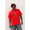Unisex Oversize Baskılı Bisiklet Yaka T-Shirt - Kırmızı - 93310 Unisex Oversize Baskılı Bisiklet Yaka T-Shirt - Kırmızı - 93310