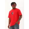 Unisex Oversize Baskılı Bisiklet Yaka T-Shirt - Kırmızı - 93310 Unisex Oversize Baskılı Bisiklet Yaka T-Shirt - Kırmızı - 93310