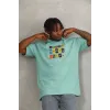 Unisex Oversize Baskılı Bisiklet Yaka T-Shirt - Mint Yeşili - 93316 Unisex Oversize Baskılı Bisiklet Yaka T-Shirt - Mint Yeşili - 93316