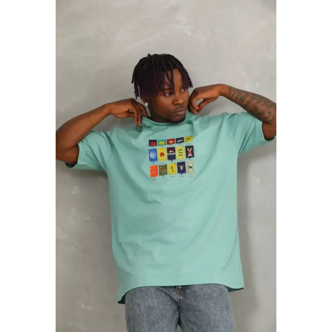 Unisex Oversize Baskılı Bisiklet Yaka T-Shirt - Mint Yeşili - 93316 Unisex Oversize Baskılı Bisiklet Yaka T-Shirt - Mint Yeşili - 93316