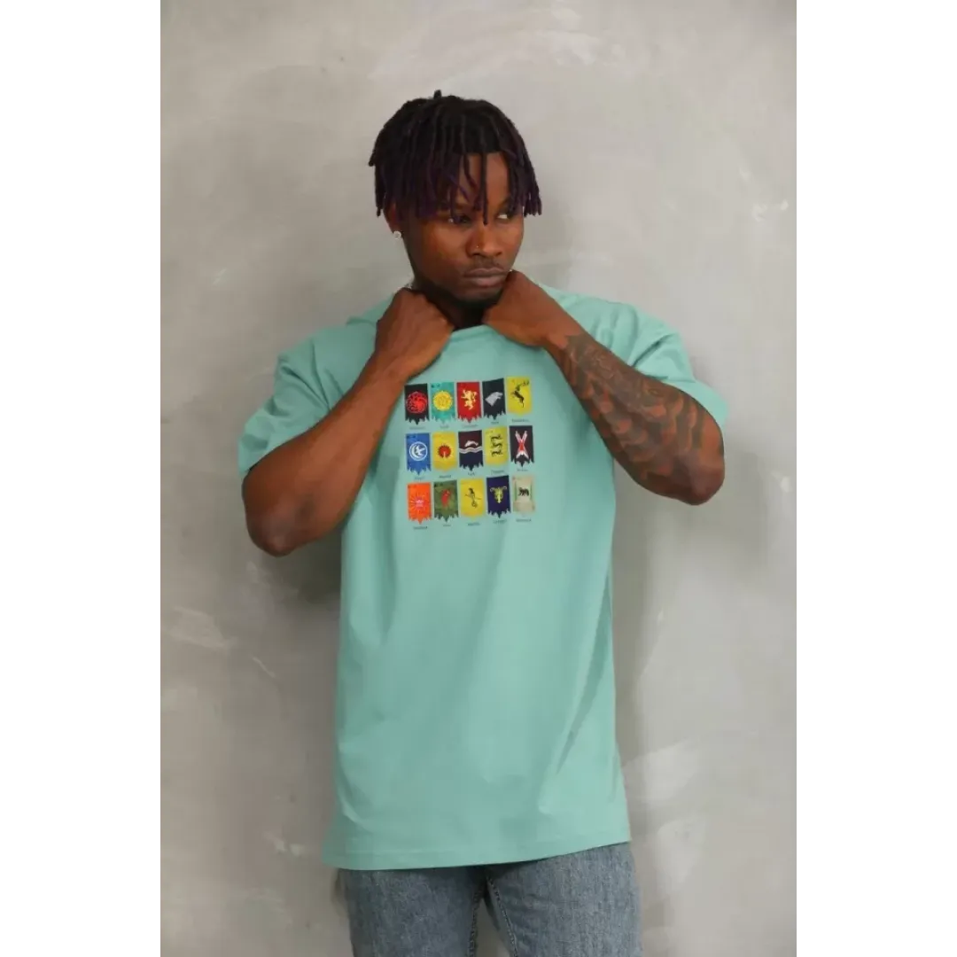 Unisex Oversize Baskılı Bisiklet Yaka T-Shirt - Mint Yeşili - 93316 Unisex Oversize Baskılı Bisiklet Yaka T-Shirt - Mint Yeşili - 93316