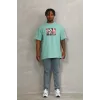 Unisex Oversize Baskılı Bisiklet Yaka T-Shirt - Mint Yeşili - 93319 Unisex Oversize Baskılı Bisiklet Yaka T-Shirt - Mint Yeşili - 93319