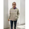 Baskılı Kapüşonlu Sweatshirt - Gri - 93344 Baskılı Kapüşonlu Sweatshirt - Gri - 93344