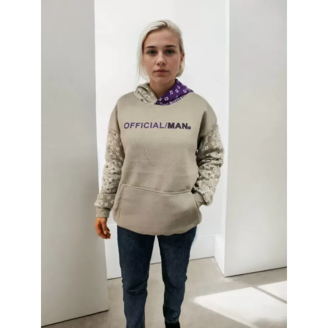 Baskılı Kapüşonlu Sweatshirt - Gri - 93344 Baskılı Kapüşonlu Sweatshirt - Gri - 93344