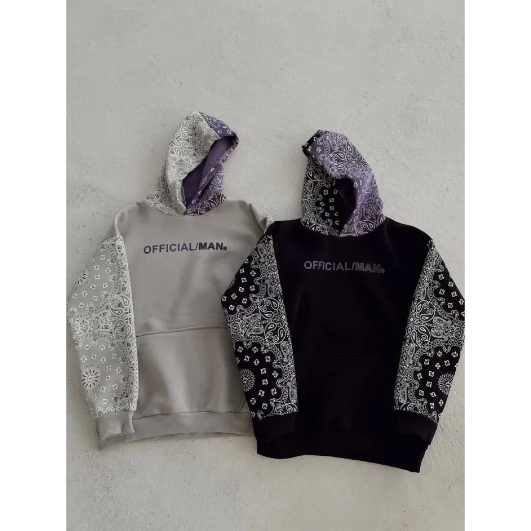 Baskılı Kapüşonlu Sweatshirt - Gri - 93344 Baskılı Kapüşonlu Sweatshirt - Gri - 93344