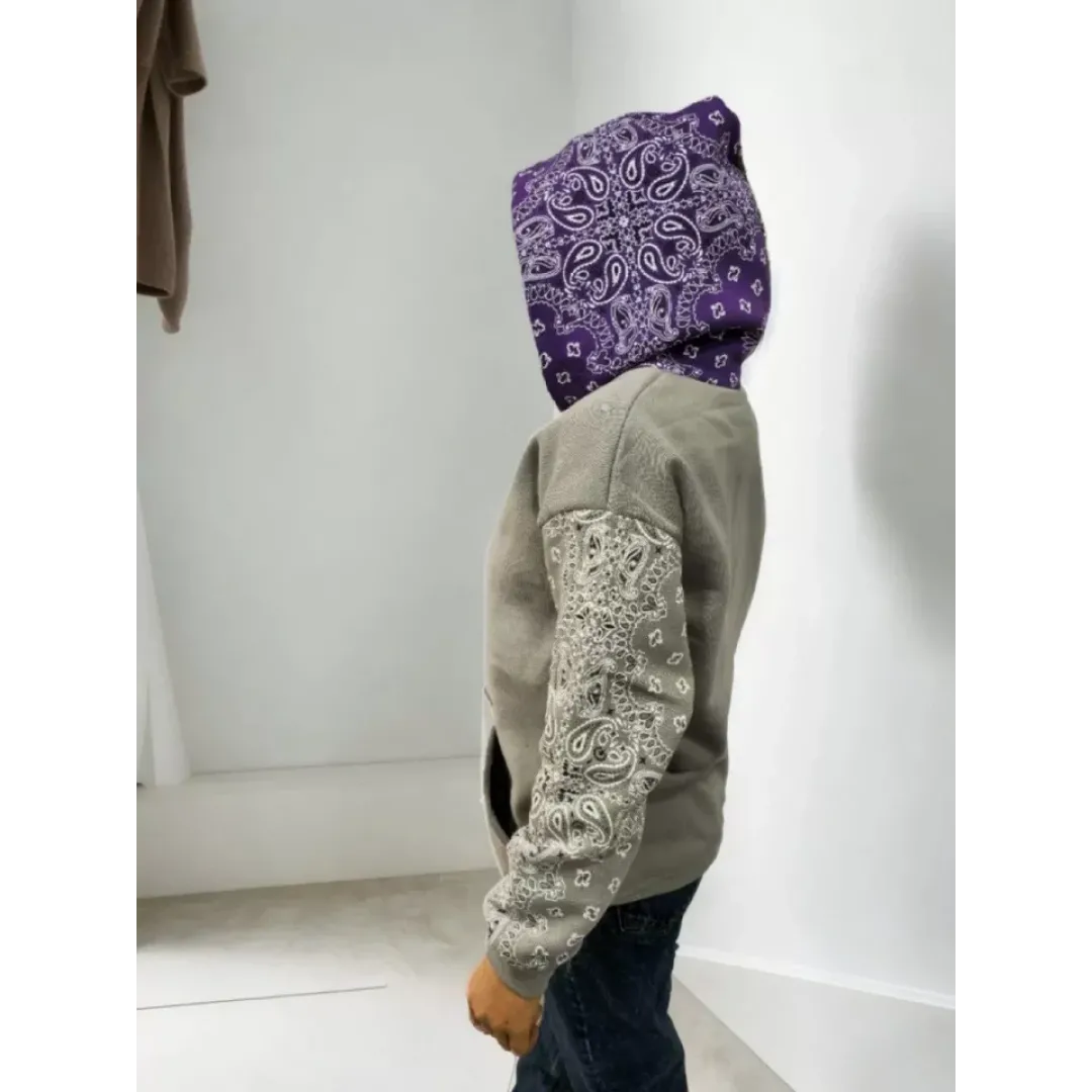 Baskılı Kapüşonlu Sweatshirt - Gri - 93344 Baskılı Kapüşonlu Sweatshirt - Gri - 93344