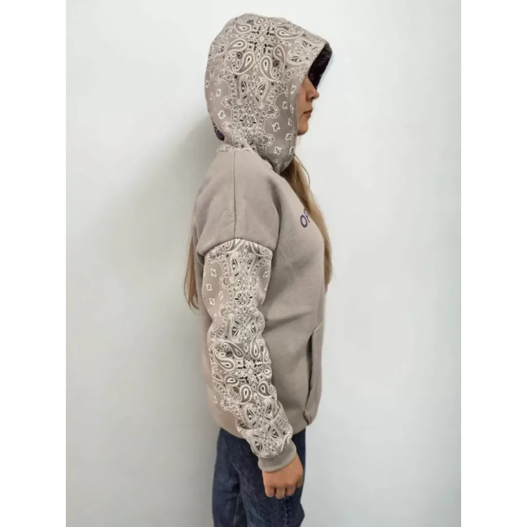 Baskılı Kapüşonlu Sweatshirt - Gri - 93344 Baskılı Kapüşonlu Sweatshirt - Gri - 93344