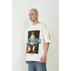 Unisex Baskılı Bisiklet Yaka Oversize T-Shirt - Beyaz - 93375 Unisex Baskılı Bisiklet Yaka Oversize T-Shirt - Beyaz - 93375