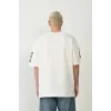 Unisex Baskılı Bisiklet Yaka Oversize T-Shirt - Beyaz - 93375 Unisex Baskılı Bisiklet Yaka Oversize T-Shirt - Beyaz - 93375