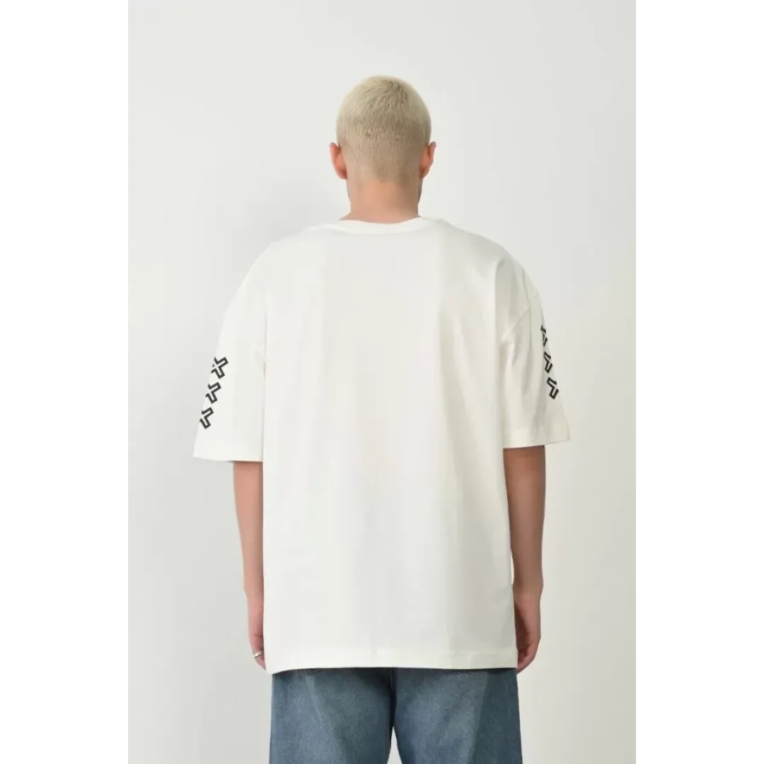 Unisex Baskılı Bisiklet Yaka Oversize T-Shirt - Beyaz - 93375 Unisex Baskılı Bisiklet Yaka Oversize T-Shirt - Beyaz - 93375
