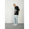 Unisex Baskılı Bisiklet Yaka Oversize T-Shirt - Siyah - 93376 Unisex Baskılı Bisiklet Yaka Oversize T-Shirt - Siyah - 93376