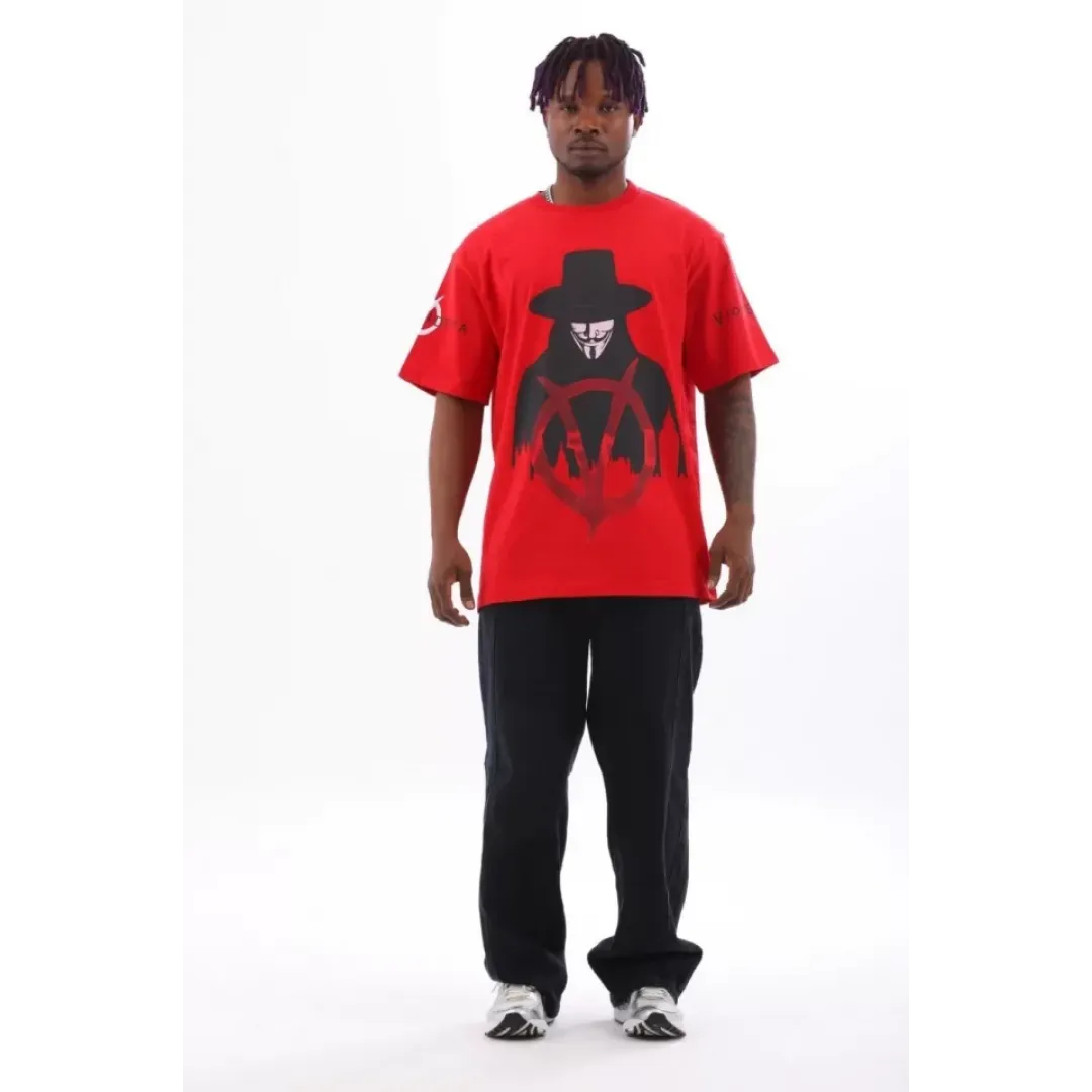 Unisex Oversize Baskılı Bisiklet Yaka T-Shirt - Kırmızı - 93520 Unisex Oversize Baskılı Bisiklet Yaka T-Shirt - Kırmızı - 93520