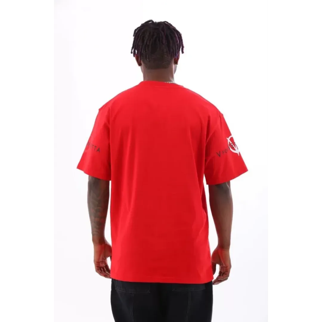 Unisex Oversize Baskılı Bisiklet Yaka T-Shirt - Kırmızı - 93520 Unisex Oversize Baskılı Bisiklet Yaka T-Shirt - Kırmızı - 93520