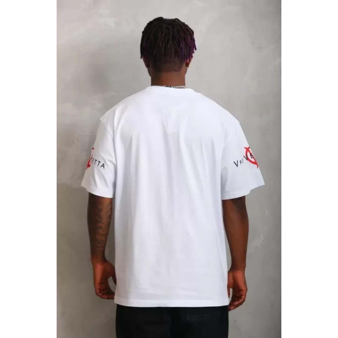 Unisex Oversize Baskılı Bisiklet Yaka T-Shirt - Beyaz - 93522 Unisex Oversize Baskılı Bisiklet Yaka T-Shirt - Beyaz - 93522