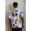 Unisex Oversize Baskılı Bisiklet Yaka T-Shirt - Beyaz - 93527 Unisex Oversize Baskılı Bisiklet Yaka T-Shirt - Beyaz - 93527