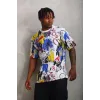 Unisex Oversize Baskılı Bisiklet Yaka T-Shirt - Beyaz - 93527 Unisex Oversize Baskılı Bisiklet Yaka T-Shirt - Beyaz - 93527
