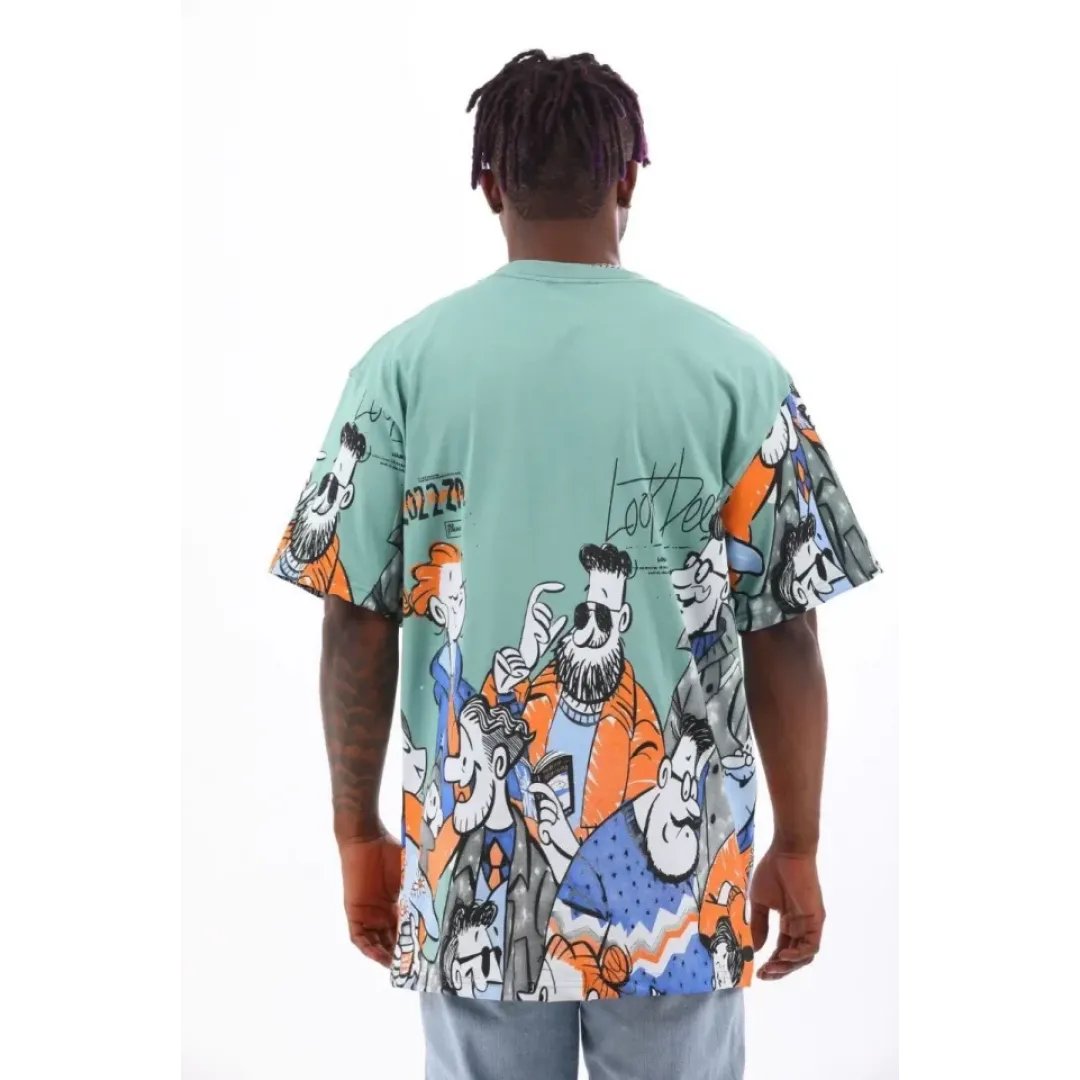 Unisex Oversize Baskılı Bisiklet Yaka T-Shirt - Mint Yeşili - 93528 Unisex Oversize Baskılı Bisiklet Yaka T-Shirt - Mint Yeşili - 93528
