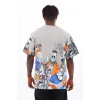 Unisex Oversize Baskılı Bisiklet Yaka T-Shirt - Gri - 93529 Unisex Oversize Baskılı Bisiklet Yaka T-Shirt - Gri - 93529