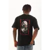 Unisex Oversize Baskılı Bisiklet Yaka T-Shirt - Siyah - 93535