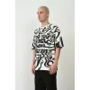 Unisex Baskılı Bisiklet Yaka Oversize T-Shirt - Beyaz - 93595 Unisex Baskılı Bisiklet Yaka Oversize T-Shirt - Beyaz - 93595