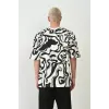 Unisex Baskılı Bisiklet Yaka Oversize T-Shirt - Beyaz - 93595 Unisex Baskılı Bisiklet Yaka Oversize T-Shirt - Beyaz - 93595