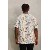Unisex Oversize Baskılı Bisiklet Yaka T-Shirt - Beyaz - 93748 Unisex Oversize Baskılı Bisiklet Yaka T-Shirt - Beyaz - 93748